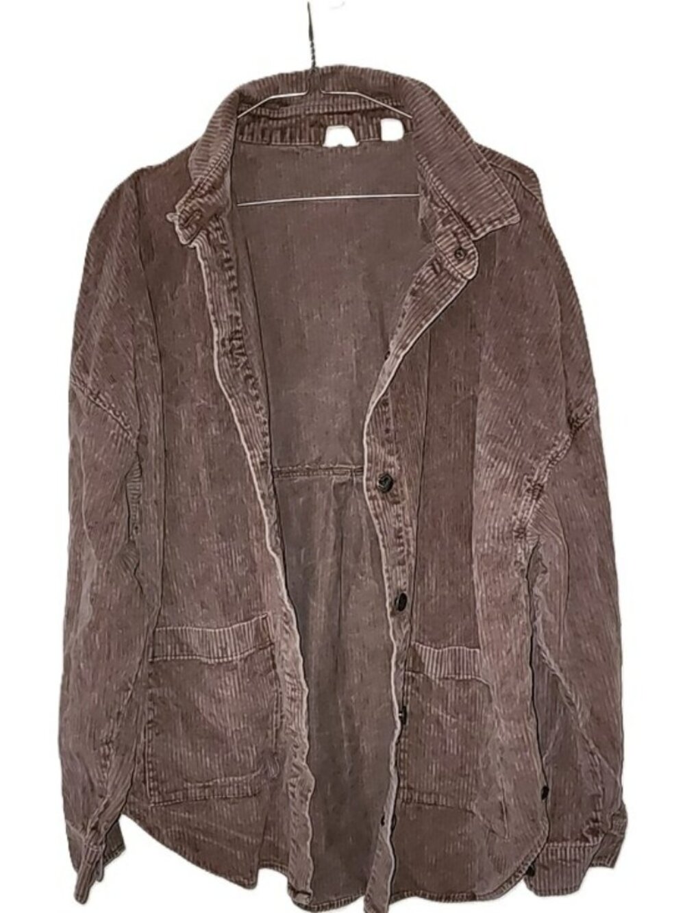 Roxy Kick Back Washed Corduroy Shirt Jacket Oversized Brown Mauve Sz Medium